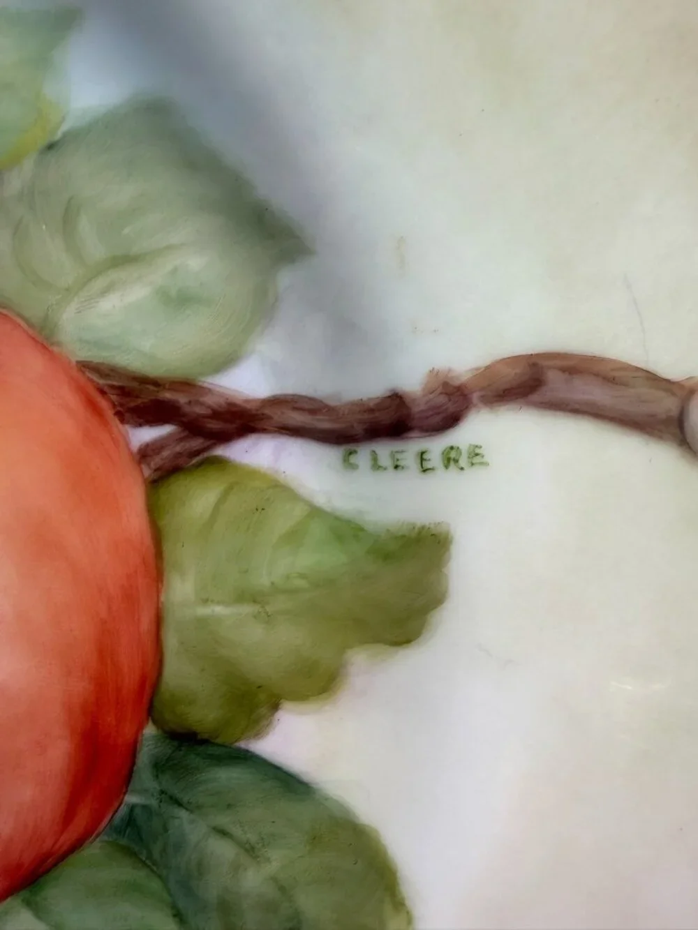 Antique Tirschenreuth Bavaria Hand Painted Apple Plate C Leere 10.75